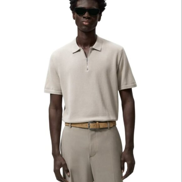 ZARA KNIT POLO SHIRT WITH ZIP CAMEL | 6771/313 - Picture 1 of 16